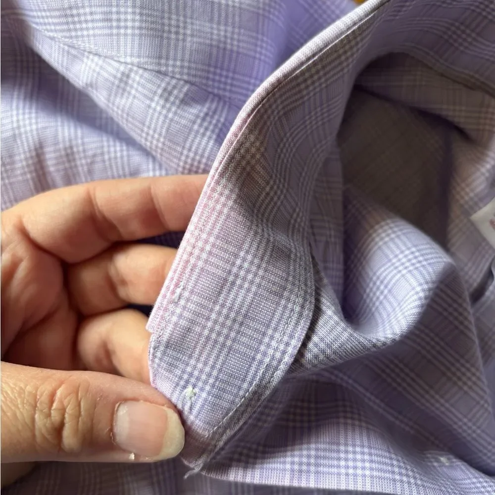 Brooks Brothers Madison Dress Shirt Size 16.5-35 Purple Check